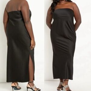 Eloquii strapless black satin dress size 24